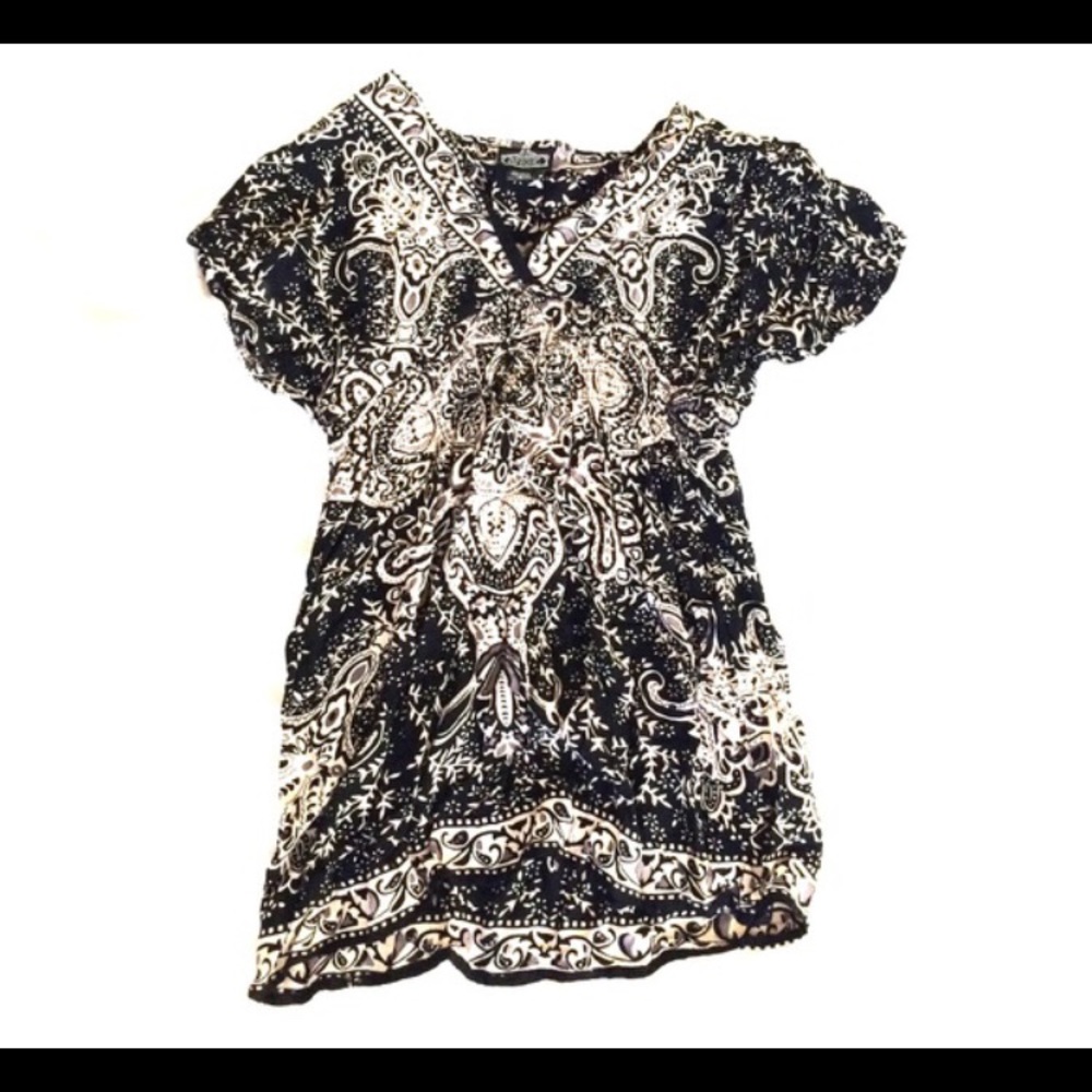 Black and White Patterned Beach Dress
